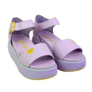 Irregular Choice LILAC LEATHER OPEN TOE BUCKLE PLATFORM SLINGBACK SANDALS Sz 41